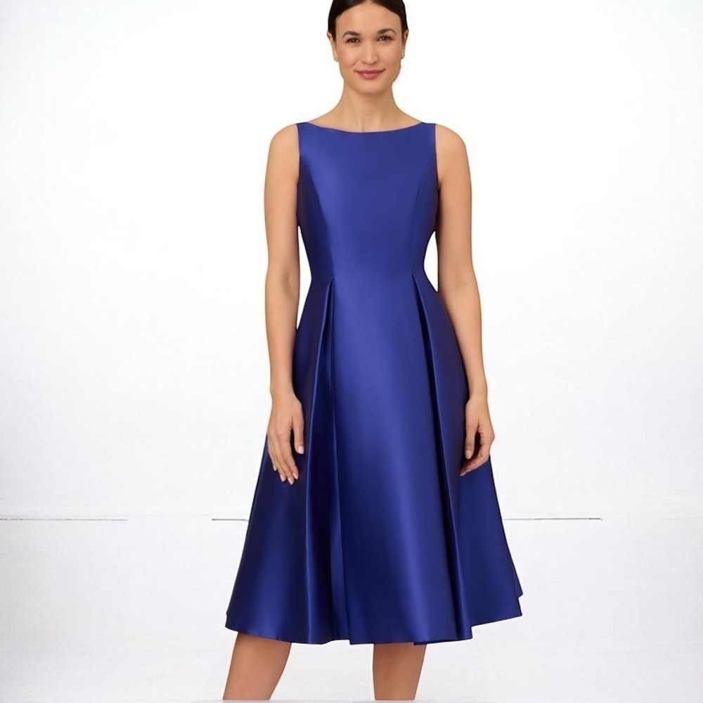 🌻NEW w.tags Adrianna Papell Sleeveless Mikado Fit & Flare Midi Dress Size 2